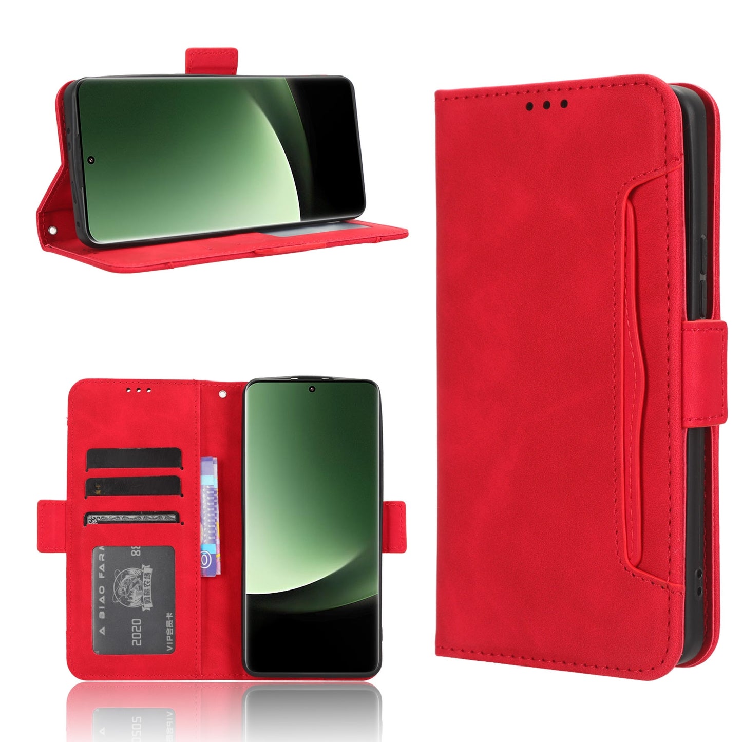 Xiaomi 13 Ultra Skin Feel PU Leather Wallet Phone Case with Card Slots, Cash Pocket, Magnetic Closure, Built-In Stand, Full Protection TPU Cover