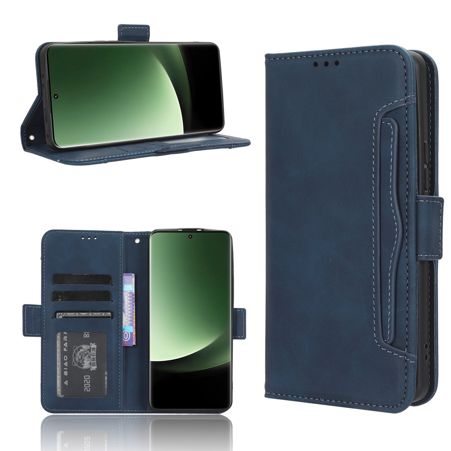 Xiaomi 13 Ultra Skin Feel PU Leather Wallet Phone Case with Card Slots, Cash Pocket, Magnetic Closure, Built-In Stand, Full Protection TPU Cover