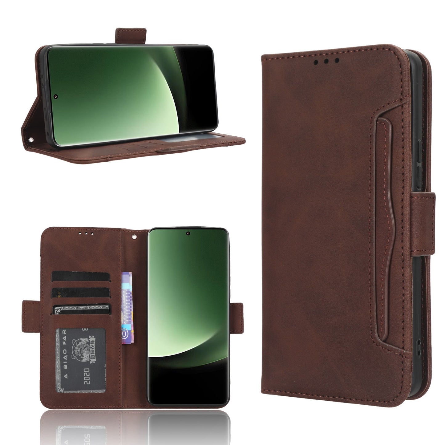 Xiaomi 13 Ultra Skin Feel PU Leather Wallet Phone Case with Card Slots, Cash Pocket, Magnetic Closure, Built-In Stand, Full Protection TPU Cover