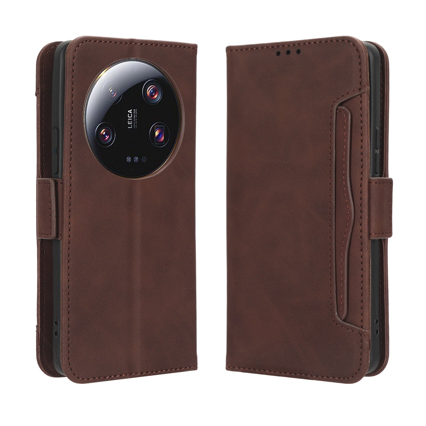 Xiaomi 13 Ultra Skin Feel PU Leather Wallet Phone Case with Card Slots, Cash Pocket, Magnetic Closure, Built-In Stand, Full Protection TPU Cover