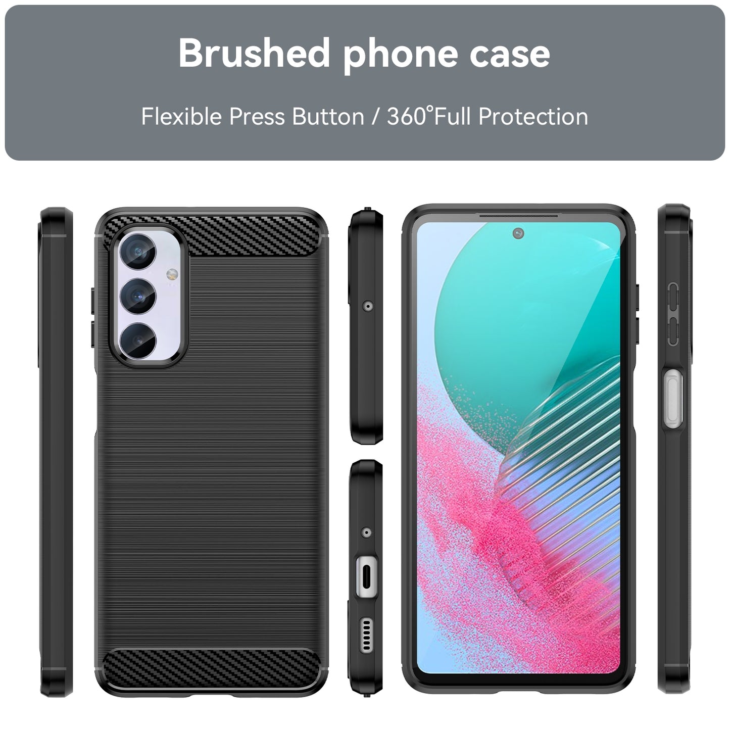 Samsung Galaxy M54 5G Carbon Fibre Brushed Texture TPU Protective Phone Case Shockproof Slim Cover