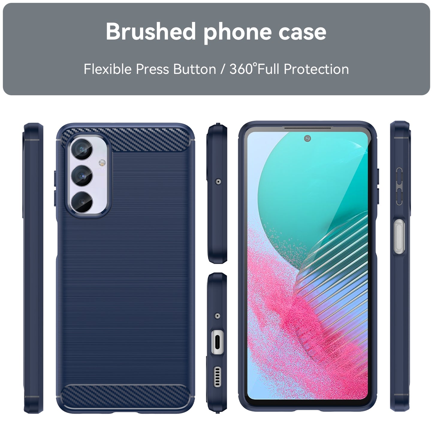 Samsung Galaxy M54 5G Carbon Fiber Brushed Texture TPU Protective Phone Case Shockproof Slim Cover
