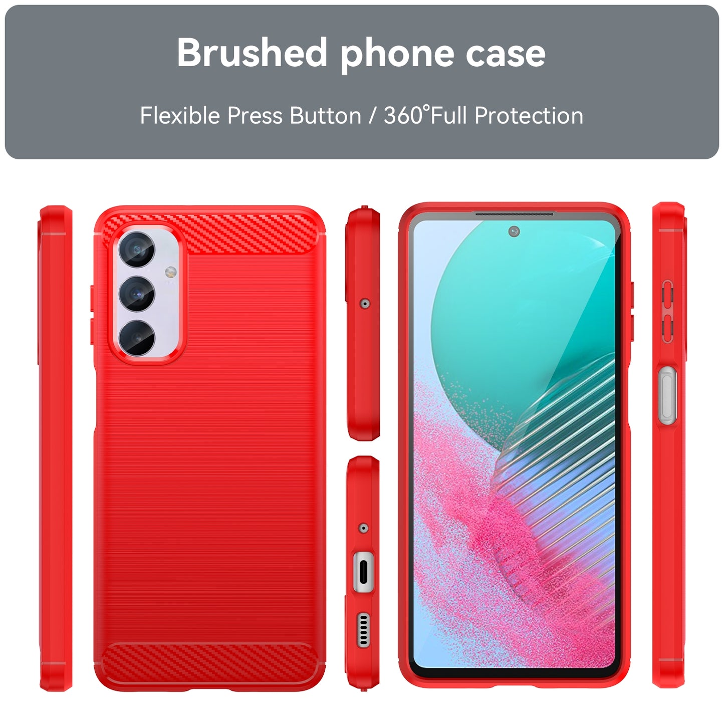 Samsung Galaxy M54 5G Carbon Fiber Brushed Texture TPU Protective Phone Case Shockproof Slim Cover