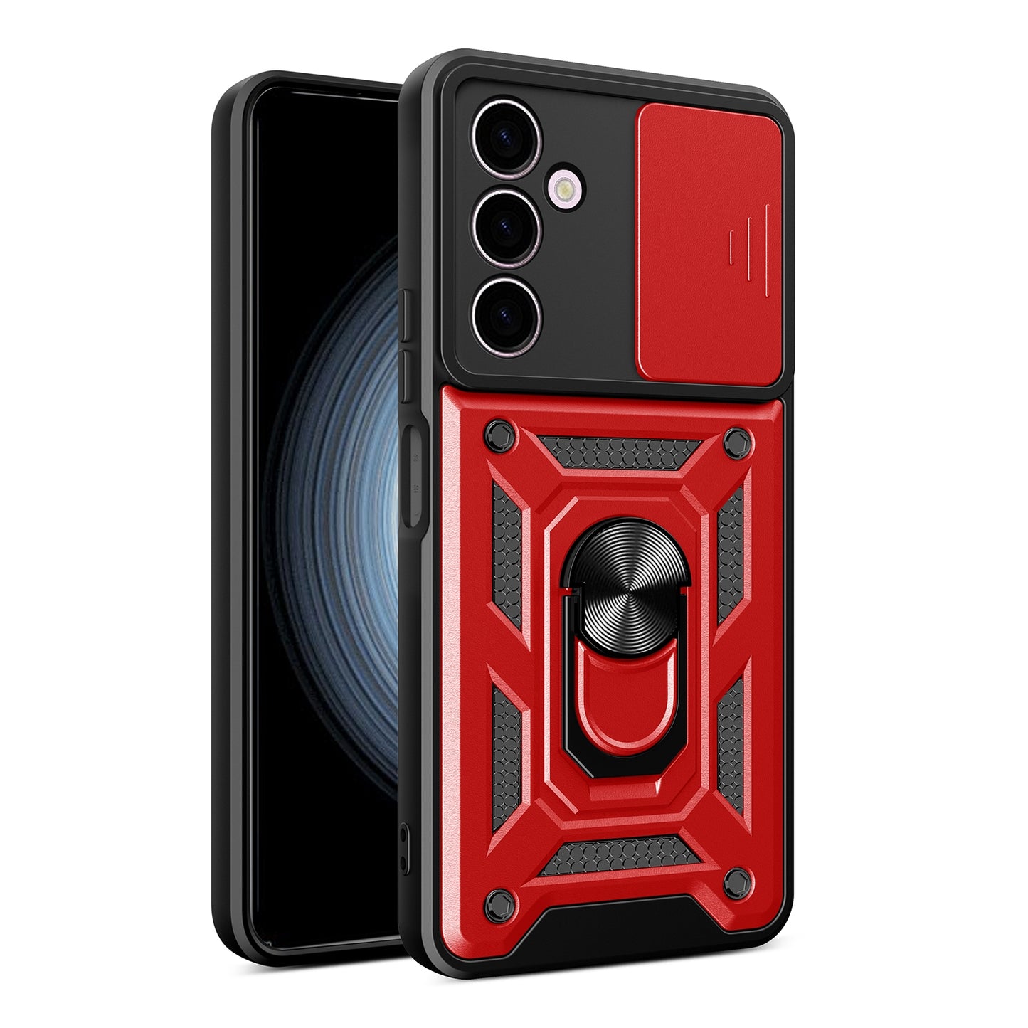 Samsung Galaxy A24 4G Sliding Camera Cover Magnetic Ring Stand Shockproof TPU + PC Protective Phone Case