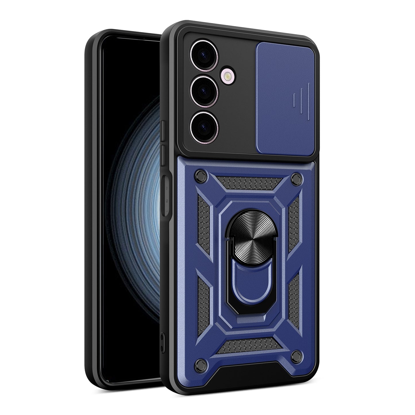 Samsung Galaxy A24 4G Sliding Camera Cover Magnetic Ring Stand Shockproof TPU + PC Protective Phone Case