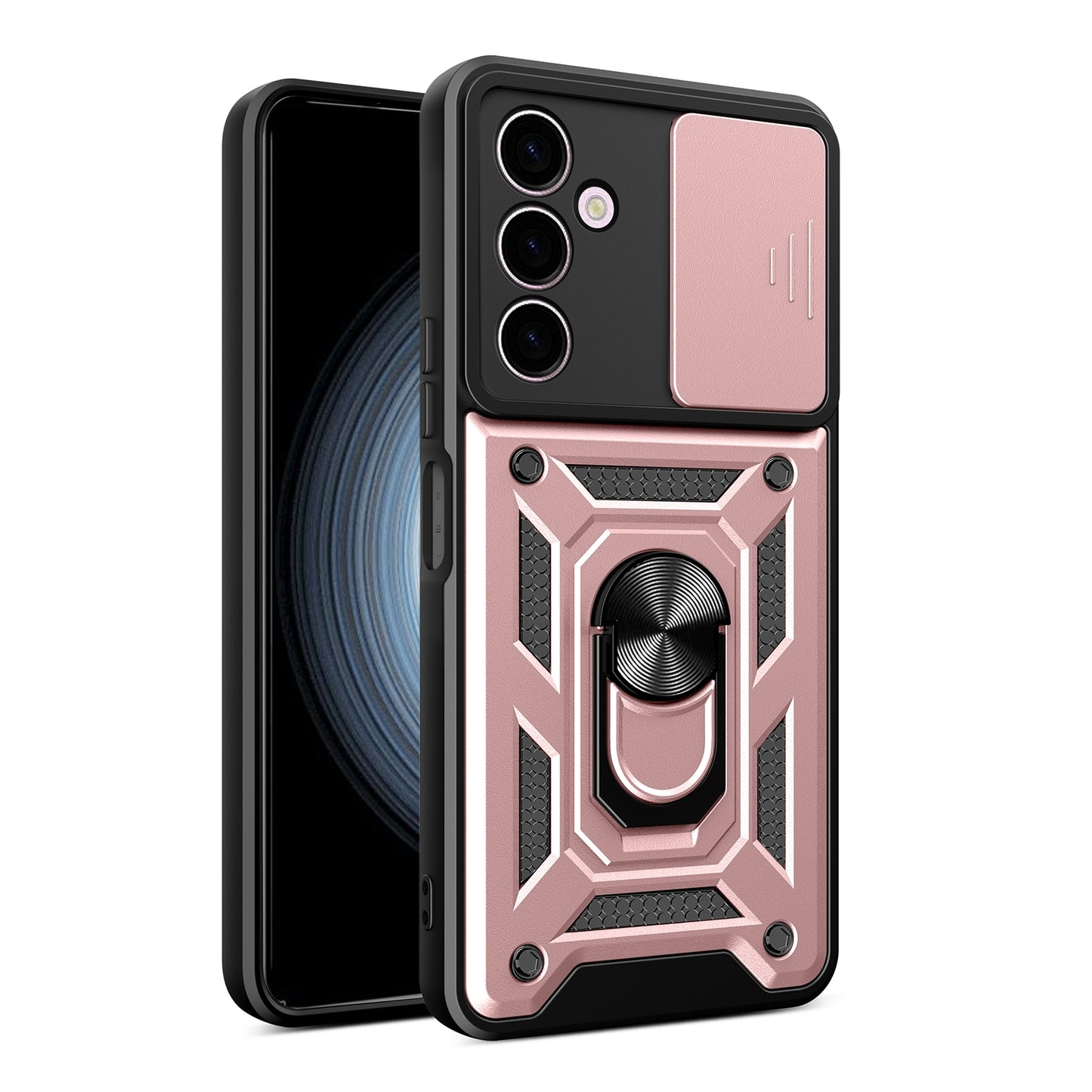 Samsung Galaxy A24 4G Sliding Camera Cover Magnetic Ring Stand Shockproof TPU + PC Protective Phone Case