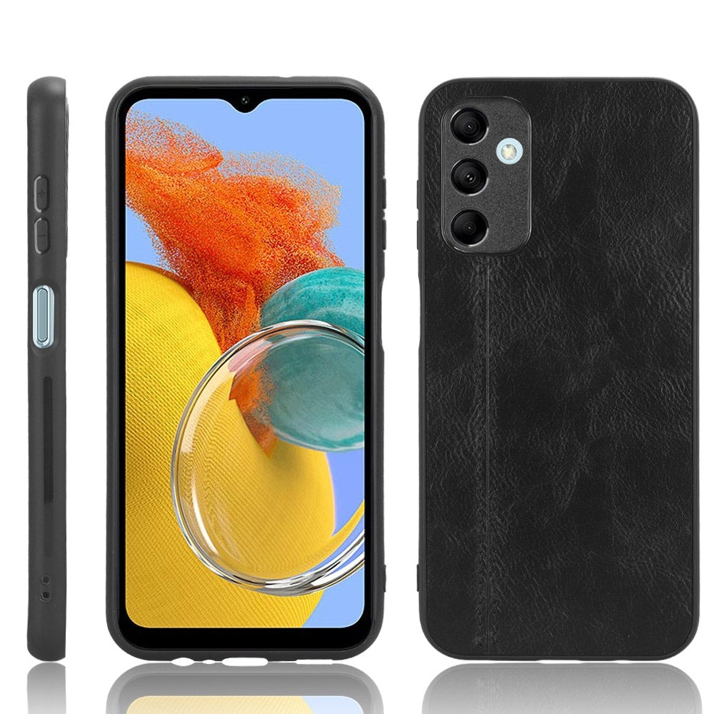 Samsung Galaxy M14 5G Cow Pattern Sewing Back Cover Phone Case - Premium PU Leather Texture PC + TPU Shockproof Protective Case, Scratch Resistant Slim Lightweight Anti-Fingerprint Full Coverage Mobile Cover