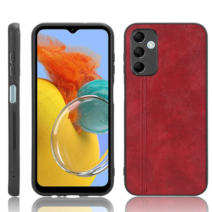 Samsung Galaxy M14 5G Cow Pattern Sewing Back Cover Phone Case - Premium PU Leather Texture PC + TPU Shockproof Protective Case, Scratch Resistant Slim Lightweight Anti-Fingerprint Full Coverage Mobile Cover