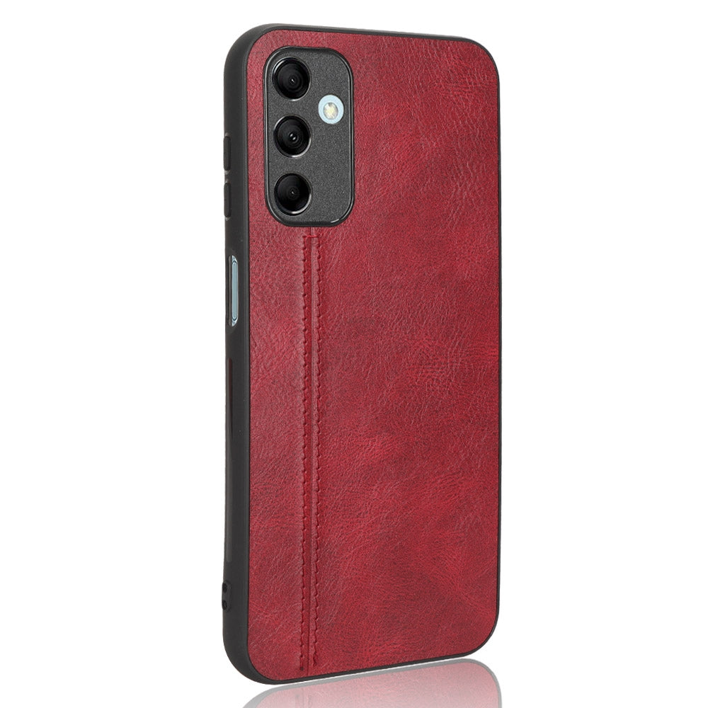 Samsung Galaxy M14 5G Cow Pattern Sewing Back Cover Phone Case - Premium PU Leather Texture PC + TPU Shockproof Protective Case, Scratch Resistant Slim Lightweight Anti-Fingerprint Full Coverage Mobile Cover