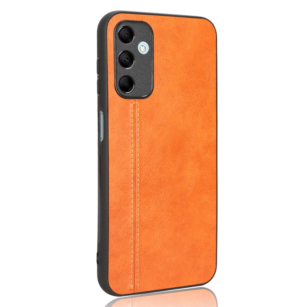 Samsung Galaxy M14 5G Cow Pattern Sewing Back Cover Phone Case - Premium PU Leather Texture PC + TPU Shockproof Protective Case, Scratch Resistant Slim Lightweight Anti-Fingerprint Full Coverage Mobile Cover