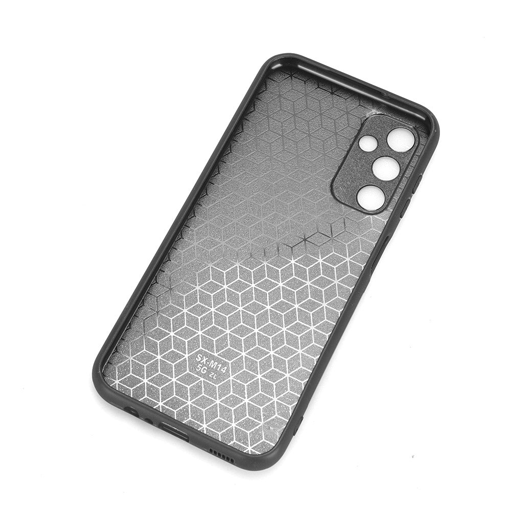 Samsung Galaxy M14 5G Cow Pattern Sewing Back Cover Phone Case - Premium PU Leather Texture PC + TPU Shockproof Protective Case, Scratch Resistant Slim Lightweight Anti-Fingerprint Full Coverage Mobile Cover