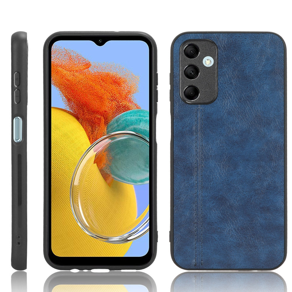 Samsung Galaxy M14 5G Cow Pattern Sewing Back Cover Phone Case - Premium PU Leather Texture PC + TPU Shockproof Protective Case, Scratch Resistant Slim Lightweight Anti-Fingerprint Full Coverage Mobile Cover