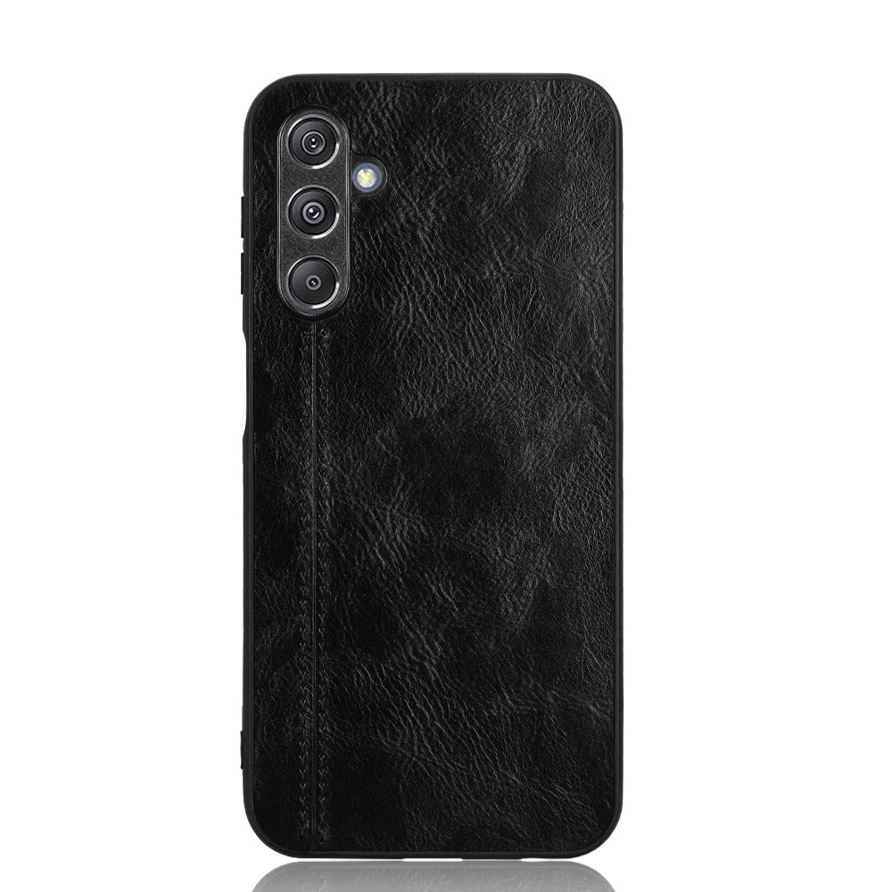 Samsung Galaxy M34 5G Cow Pattern Sewing Back Cover Phone Case - Premium PU Leather Texture PC + TPU Shockproof Protective Case, Scratch Resistant Slim Lightweight Anti-Fingerprint Full Coverage Mobile Cover