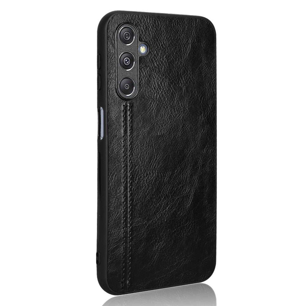 Samsung Galaxy M34 5G Cow Pattern Sewing Back Cover Phone Case - Premium PU Leather Texture PC + TPU Shockproof Protective Case, Scratch Resistant Slim Lightweight Anti-Fingerprint Full Coverage Mobile Cover