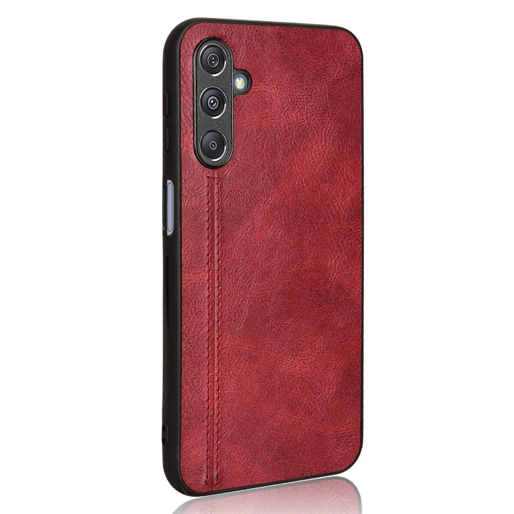 Samsung Galaxy M34 5G Cow Pattern Sewing Back Cover Phone Case - Premium PU Leather Texture PC + TPU Shockproof Protective Case, Scratch Resistant Slim Lightweight Anti-Fingerprint Full Coverage Mobile Cover