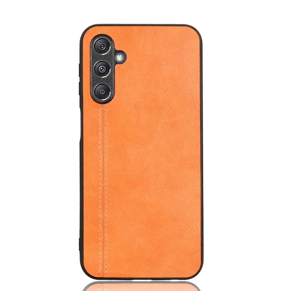 Samsung Galaxy M34 5G Cow Pattern Sewing Back Cover Phone Case - Premium PU Leather Texture PC + TPU Shockproof Protective Case, Scratch Resistant Slim Lightweight Anti-Fingerprint Full Coverage Mobile Cover