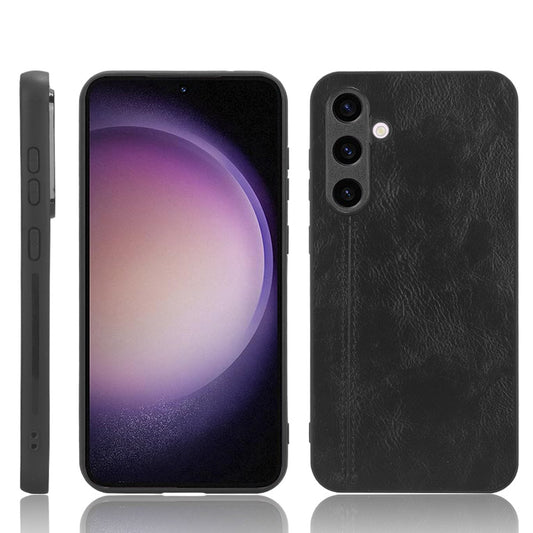 Samsung Galaxy S23 FE 5G Cow Pattern Sewing Back Cover Phone Case - Premium PU Leather Texture PC + TPU Shockproof Protective Case, Scratch Resistant Slim Lightweight Anti-Fingerprint Full Coverage Mobile Cover