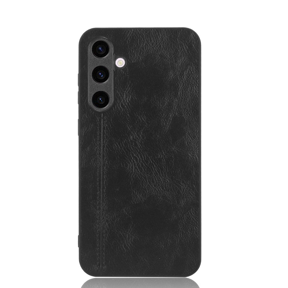 Samsung Galaxy S23 FE 5G Cow Pattern Sewing Back Cover Phone Case - Premium PU Leather Texture PC + TPU Shockproof Protective Case, Scratch Resistant Slim Lightweight Anti-Fingerprint Full Coverage Mobile Cover