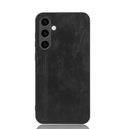 Samsung Galaxy S23 FE 5G Cow Pattern Sewing Back Cover Phone Case - Premium PU Leather Texture PC + TPU Shockproof Protective Case, Scratch Resistant Slim Lightweight Anti-Fingerprint Full Coverage Mobile Cover
