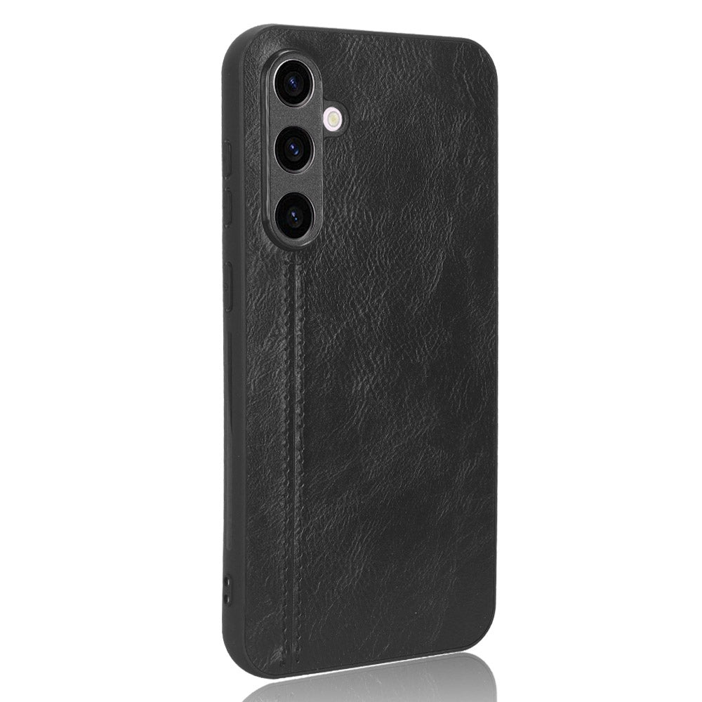 Samsung Galaxy S23 FE 5G Cow Pattern Sewing Back Cover Phone Case - Premium PU Leather Texture PC + TPU Shockproof Protective Case, Scratch Resistant Slim Lightweight Anti-Fingerprint Full Coverage Mobile Cover