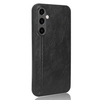 Samsung Galaxy S23 FE 5G Cow Pattern Sewing Back Cover Phone Case - Premium PU Leather Texture PC + TPU Shockproof Protective Case, Scratch Resistant Slim Lightweight Anti-Fingerprint Full Coverage Mobile Cover