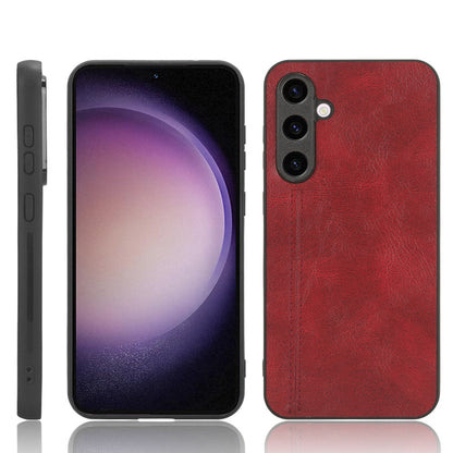 Samsung Galaxy S23 FE 5G Cow Pattern Sewing Back Cover Phone Case - Premium PU Leather Texture PC + TPU Shockproof Protective Case, Scratch Resistant Slim Lightweight Anti-Fingerprint Full Coverage Mobile Cover