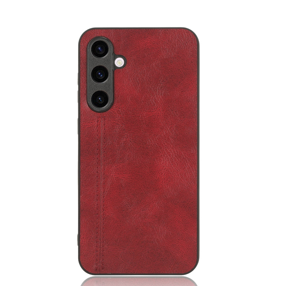 Samsung Galaxy S23 FE 5G Cow Pattern Sewing Back Cover Phone Case - Premium PU Leather Texture PC + TPU Shockproof Protective Case, Scratch Resistant Slim Lightweight Anti-Fingerprint Full Coverage Mobile Cover