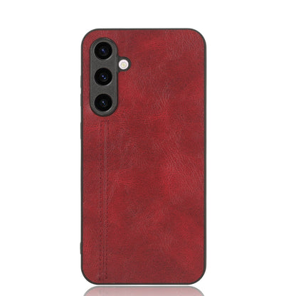 Samsung Galaxy S23 FE 5G Cow Pattern Sewing Back Cover Phone Case - Premium PU Leather Texture PC + TPU Shockproof Protective Case, Scratch Resistant Slim Lightweight Anti-Fingerprint Full Coverage Mobile Cover