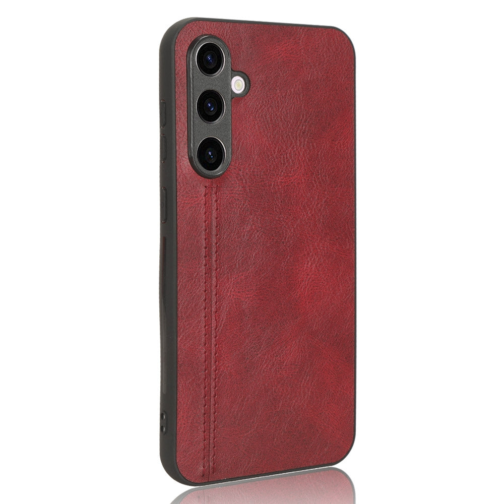 Samsung Galaxy S23 FE 5G Cow Pattern Sewing Back Cover Phone Case - Premium PU Leather Texture PC + TPU Shockproof Protective Case, Scratch Resistant Slim Lightweight Anti-Fingerprint Full Coverage Mobile Cover