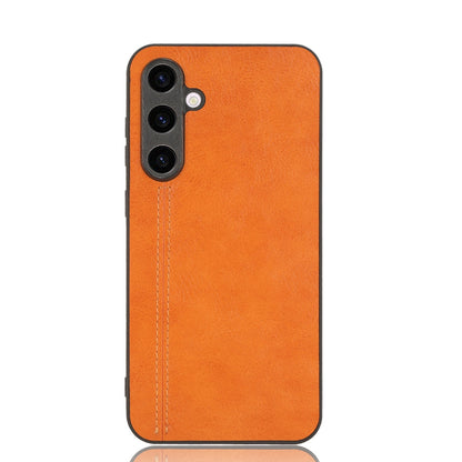 Samsung Galaxy S23 FE 5G Cow Pattern Sewing Back Cover Phone Case - Premium PU Leather Texture PC + TPU Shockproof Protective Case, Scratch Resistant Slim Lightweight Anti-Fingerprint Full Coverage Mobile Cover