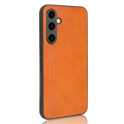 Samsung Galaxy S23 FE 5G Cow Pattern Sewing Back Cover Phone Case - Premium PU Leather Texture PC + TPU Shockproof Protective Case, Scratch Resistant Slim Lightweight Anti-Fingerprint Full Coverage Mobile Cover