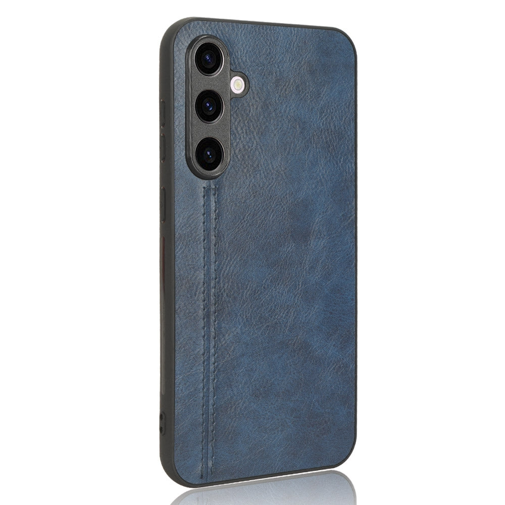 Samsung Galaxy S23 FE 5G Cow Pattern Sewing Back Cover Phone Case - Premium PU Leather Texture PC + TPU Shockproof Protective Case, Scratch Resistant Slim Lightweight Anti-Fingerprint Full Coverage Mobile Cover