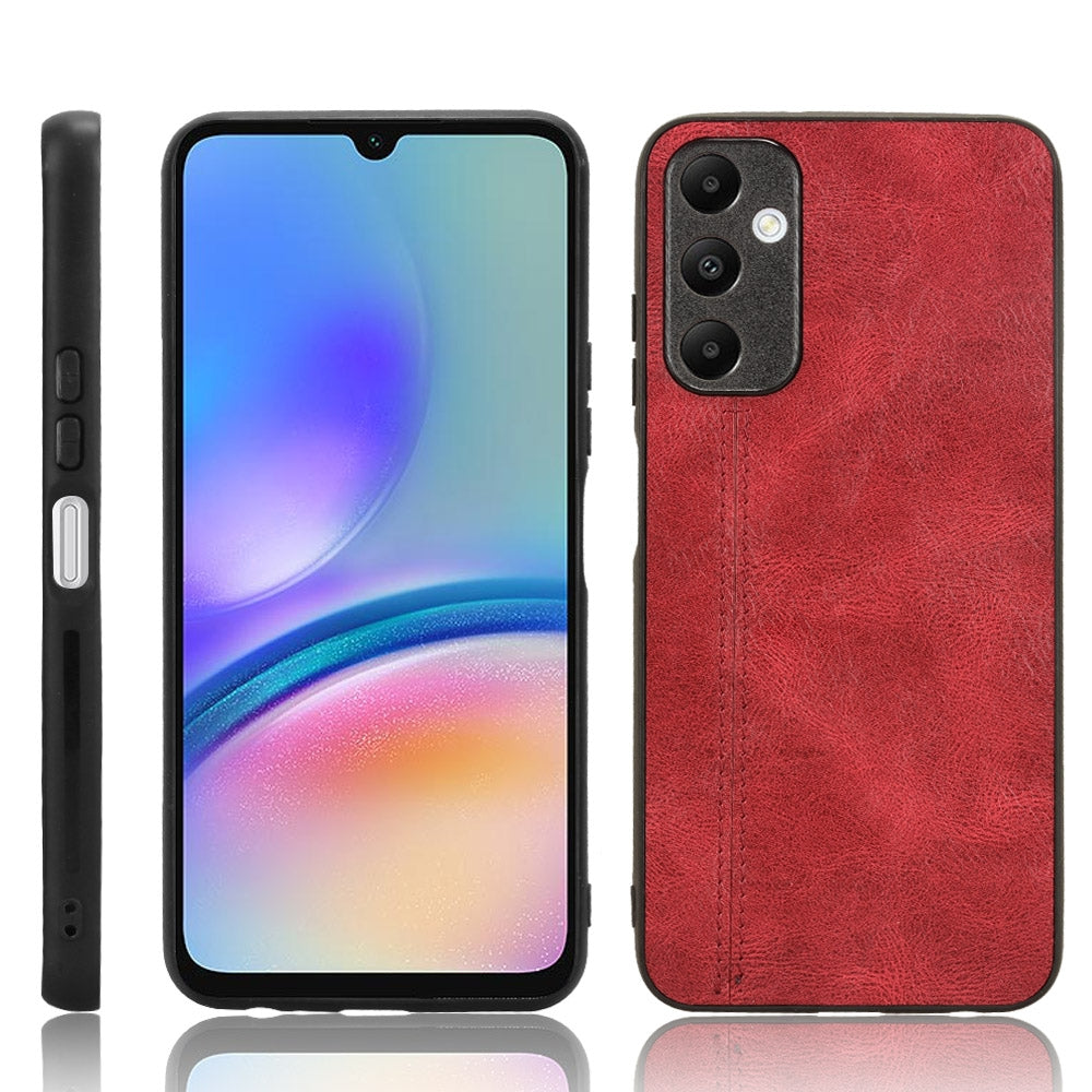 Samsung Galaxy A05s 4G Cow Pattern Sewing Back Cover Phone Case - Premium PU Leather Texture PC + TPU Shockproof Protective Case, Scratch Resistant Slim Lightweight Anti-Fingerprint Full Coverage Mobile Cover