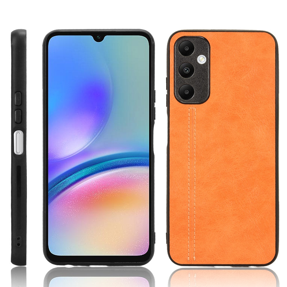 Samsung Galaxy A05s 4G Cow Pattern Sewing Back Cover Phone Case - Premium PU Leather Texture PC + TPU Shockproof Protective Case, Scratch Resistant Slim Lightweight Anti-Fingerprint Full Coverage Mobile Cover