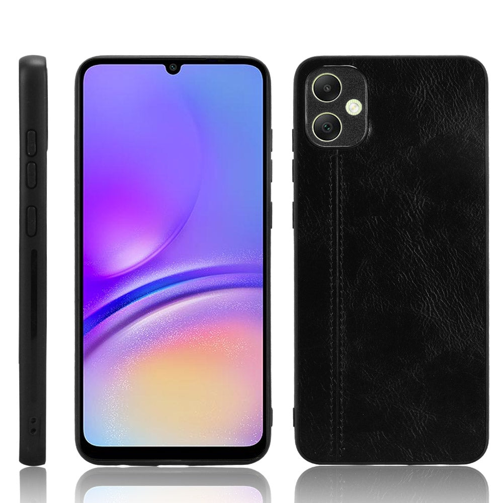 Samsung Galaxy A05 4G Cow Pattern Sewing Back Cover Phone Case - Premium PU Leather Texture PC + TPU Shockproof Protective Case, Scratch Resistant Slim Lightweight Anti-Fingerprint Full Coverage Mobile Cover