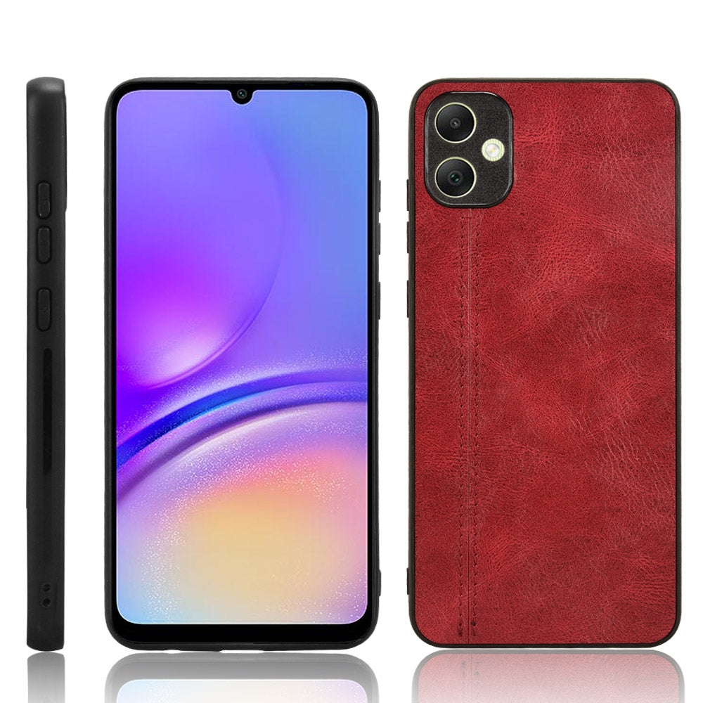 Samsung Galaxy A05 4G Cow Pattern Sewing Back Cover Phone Case - Premium PU Leather Texture PC + TPU Shockproof Protective Case, Scratch Resistant Slim Lightweight Anti-Fingerprint Full Coverage Mobile Cover