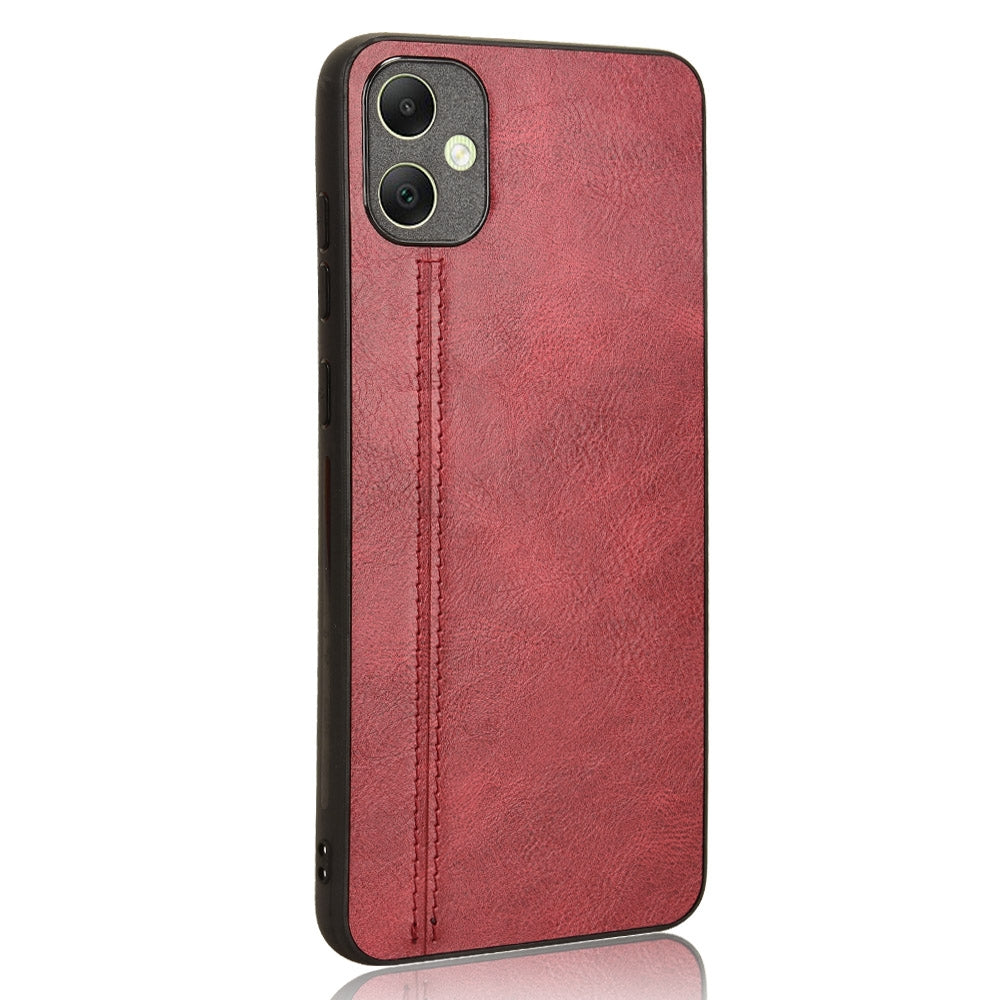 Samsung Galaxy A05 4G Cow Pattern Sewing Back Cover Phone Case - Premium PU Leather Texture PC + TPU Shockproof Protective Case, Scratch Resistant Slim Lightweight Anti-Fingerprint Full Coverage Mobile Cover