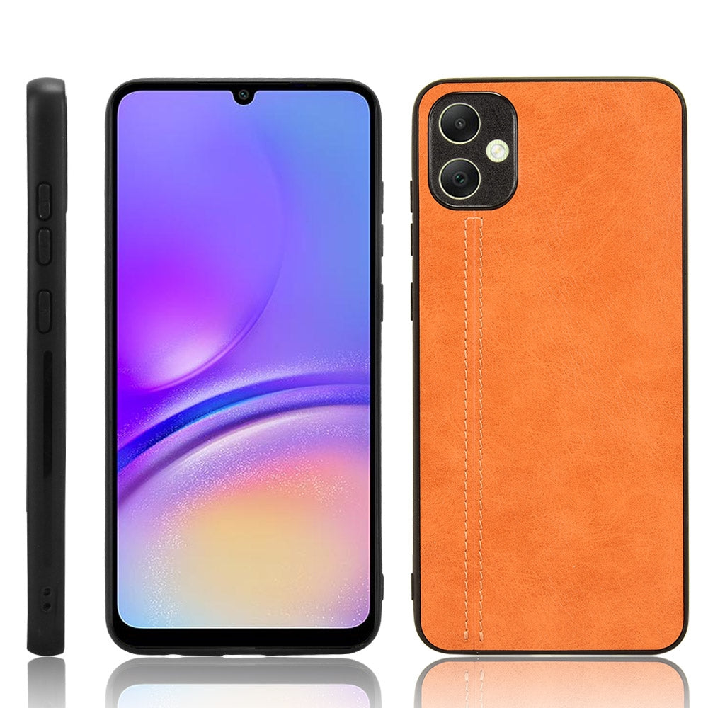 Samsung Galaxy A05 4G Cow Pattern Sewing Back Cover Phone Case - Premium PU Leather Texture PC + TPU Shockproof Protective Case, Scratch Resistant Slim Lightweight Anti-Fingerprint Full Coverage Mobile Cover