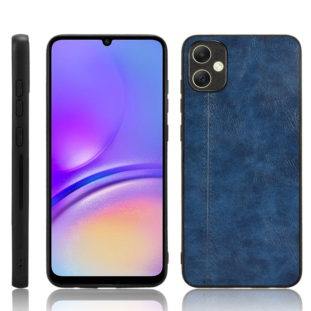 Samsung Galaxy A05 4G Cow Pattern Sewing Back Cover Phone Case - Premium PU Leather Texture PC + TPU Shockproof Protective Case, Scratch Resistant Slim Lightweight Anti-Fingerprint Full Coverage Mobile Cover