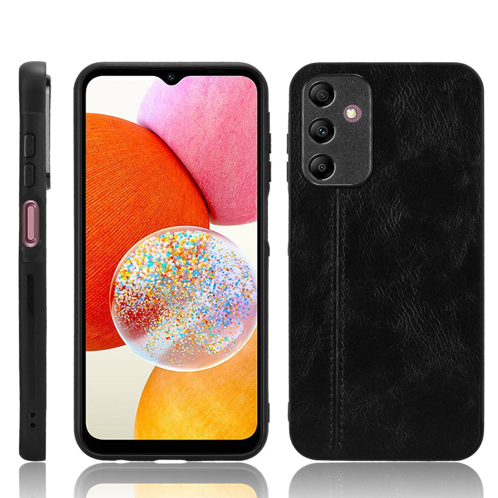 Samsung Galaxy A15 4G Cow Pattern Sewing Back Cover Phone Case - Premium PU Leather Texture PC + TPU Shockproof Protective Case, Scratch Resistant Slim Lightweight Anti-Fingerprint Full Coverage Mobile Cover
