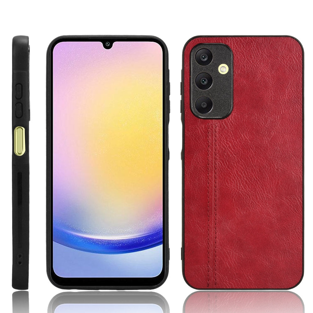 Samsung Galaxy A25 5G Cow Pattern Sewing Back Cover Phone Case - Premium PU Leather Texture PC + TPU Shockproof Protective Case, Scratch Resistant Slim Lightweight Anti-Fingerprint Full Coverage Mobile Cover