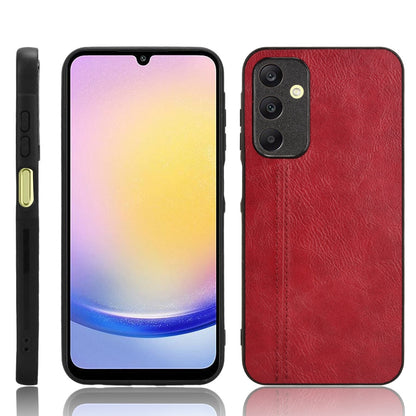 Samsung Galaxy A25 5G Cow Pattern Sewing Back Cover Phone Case - Premium PU Leather Texture PC + TPU Shockproof Protective Case, Scratch Resistant Slim Lightweight Anti-Fingerprint Full Coverage Mobile Cover