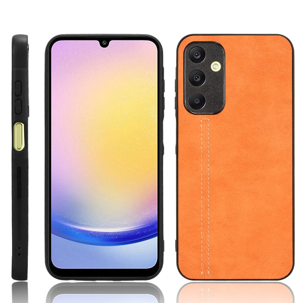 Samsung Galaxy A25 5G Cow Pattern Sewing Back Cover Phone Case - Premium PU Leather Texture PC + TPU Shockproof Protective Case, Scratch Resistant Slim Lightweight Anti-Fingerprint Full Coverage Mobile Cover