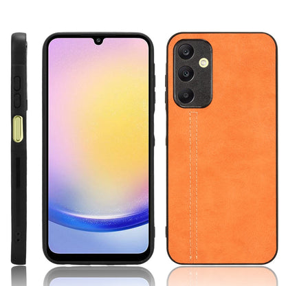 Samsung Galaxy A25 5G Cow Pattern Sewing Back Cover Phone Case - Premium PU Leather Texture PC + TPU Shockproof Protective Case, Scratch Resistant Slim Lightweight Anti-Fingerprint Full Coverage Mobile Cover