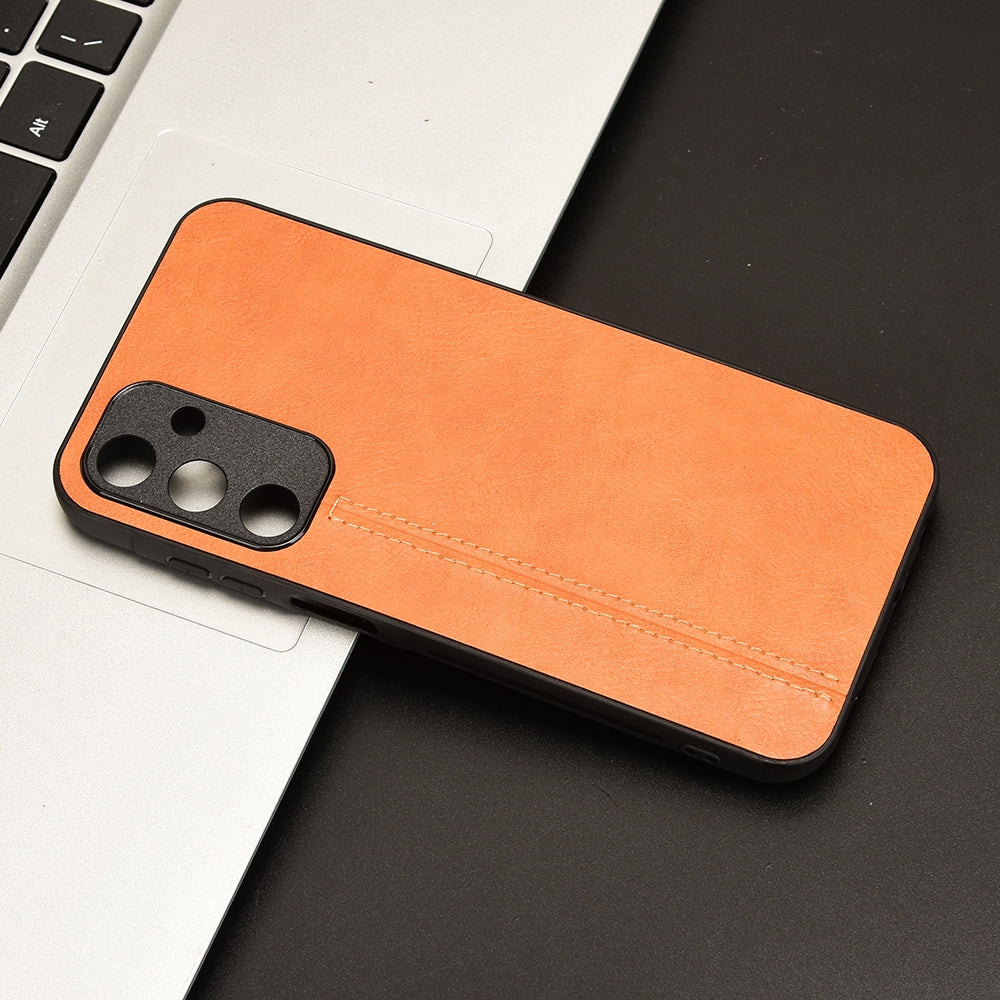 Samsung Galaxy A25 5G Cow Pattern Sewing Back Cover Phone Case - Premium PU Leather Texture PC + TPU Shockproof Protective Case, Scratch Resistant Slim Lightweight Anti-Fingerprint Full Coverage Mobile Cover