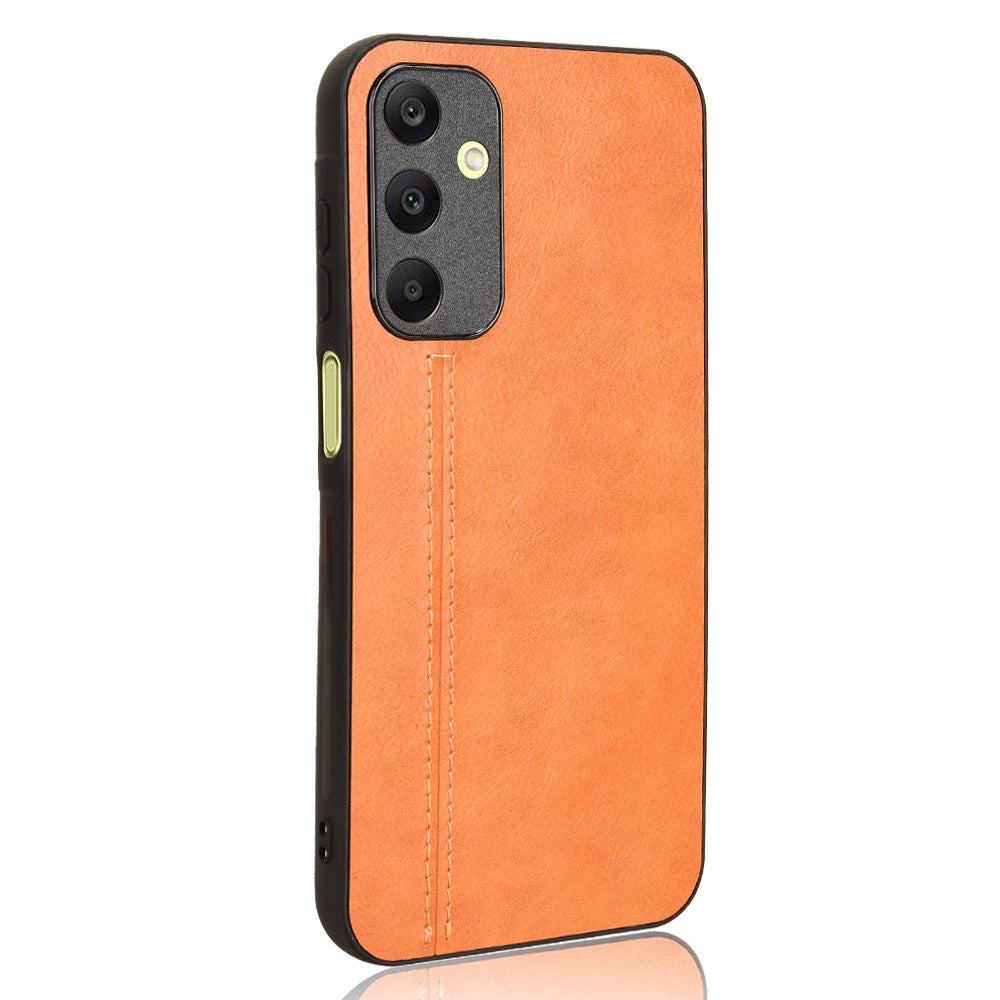 Samsung Galaxy A25 5G Cow Pattern Sewing Back Cover Phone Case - Premium PU Leather Texture PC + TPU Shockproof Protective Case, Scratch Resistant Slim Lightweight Anti-Fingerprint Full Coverage Mobile Cover