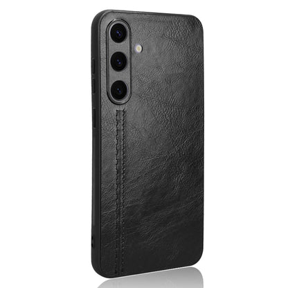 Samsung Galaxy S24 5G Cow Pattern Sewing Back Cover Phone Case - Premium PU Leather Texture PC + TPU Shockproof Protective Case, Scratch Resistant Slim Lightweight Anti-Fingerprint Full Coverage Mobile Cover