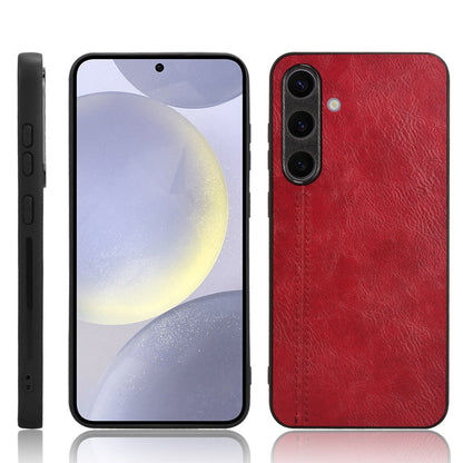 Samsung Galaxy S24 5G Cow Pattern Sewing Back Cover Phone Case - Premium PU Leather Texture PC + TPU Shockproof Protective Case, Scratch Resistant Slim Lightweight Anti-Fingerprint Full Coverage Mobile Cover