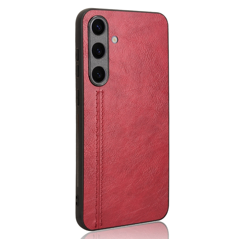 Samsung Galaxy S24+ 5G Cow Pattern Sewing Back Cover Phone Case - Premium PU Leather Texture PC + TPU Shockproof Protective Case, Scratch Resistant Slim Lightweight Anti-Fingerprint Full Coverage Mobile Cover