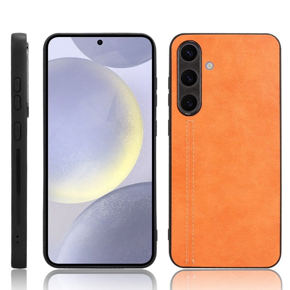Samsung Galaxy S24+ 5G Cow Pattern Sewing Back Cover Phone Case - Premium PU Leather Texture PC + TPU Shockproof Protective Case, Scratch Resistant Slim Lightweight Anti-Fingerprint Full Coverage Mobile Cover